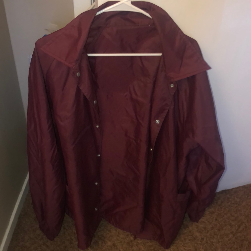 maroon windbreaker